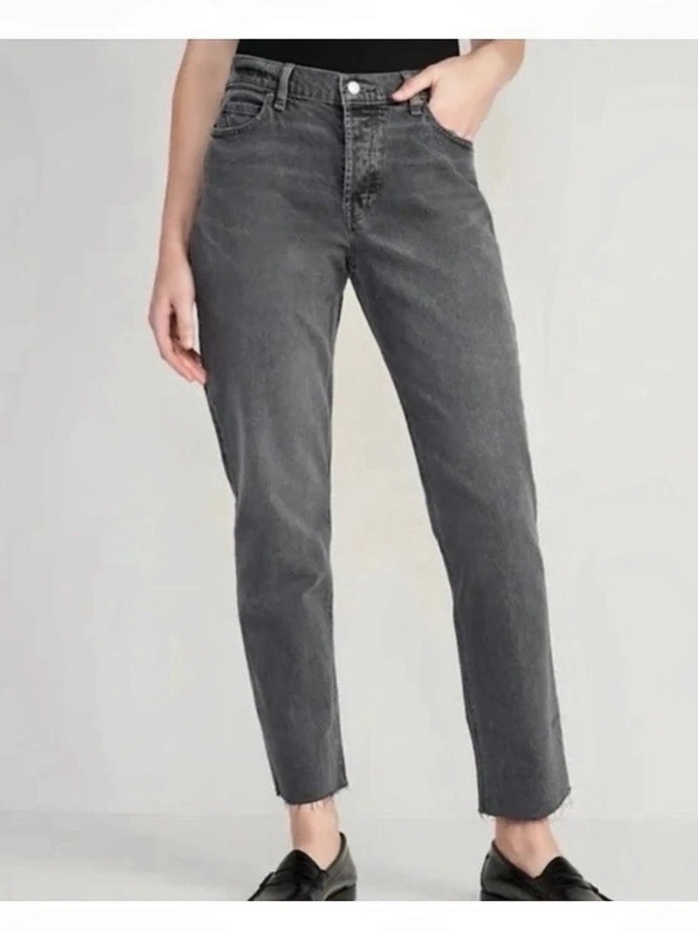 Old Navy High-Rise Slouchy Straight Secret-Slim Pockets Jeans Gray Jeans size 14